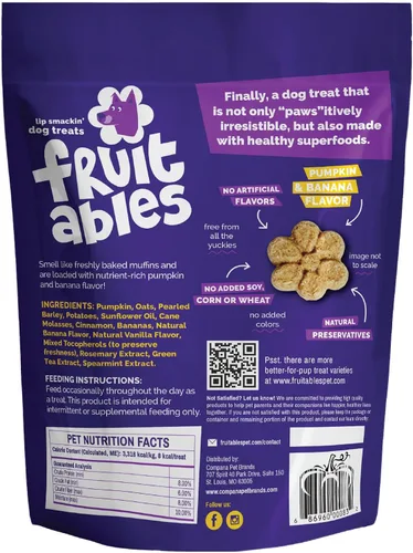 Miniatura 11 de Fruitables Golosinas horneadas para perros, golosinas saludables de calabaza para perros, bajas en calorías y deliciosas, sin trigo, maíz o soja