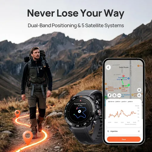 Miniatura 5 de mibro GS Explorer S - Reloj inteligente resistente para hombre con cerámica resistente a los arañazos y pantalla AMOLED de 1.32 pulgadas, batería