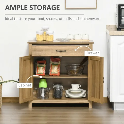 Miniatura 4 de HOMCOM Aparador Estilo Granja Gabinete Buffet, Gabinete de Barra de Café con Puerta de Granero con Cajón y Estante Ajustable para Cocina, Sala