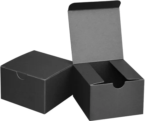 Cajas de regalo pequeñas negras de 3 x 3 x 2 pulgadas, cajas de papel kraft negras para regalos, recuerdos de fiesta, duchas, manualidades, cajas de