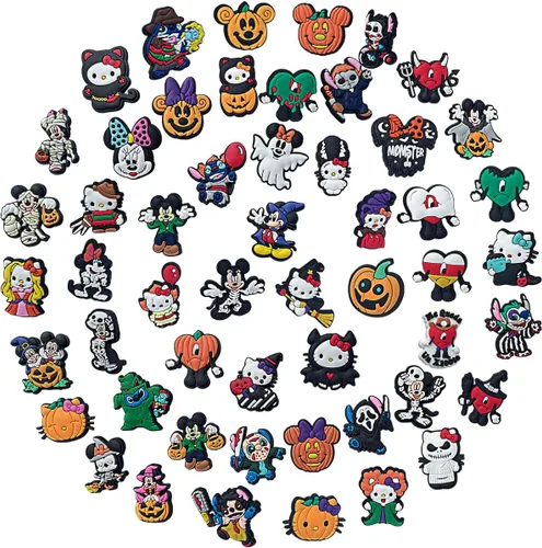 Miniatura 2 de 53 dijes de zapatos de película de terror de Halloween para zapatos tipo zueco y dibujos animados para adolescentes, niños, niñas, hombres