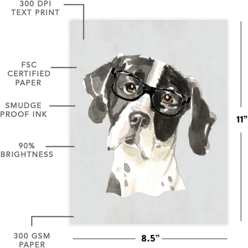 Miniatura 82 de Andaz Press Póster impreso para pared de perro, 8.5 x 11 pulgadas, Bulldog inglés con gafas negras, 1 paquete, regalo de cumpleaños de Navidad, sin