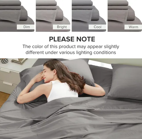 Miniatura 9 de Comfort Spaces - Sábanas 100% algodón, transpirables y ultrasuaves, frescas, bolsillo elástico de 14 pulgadas, para colchones de hasta 41 pulgadas