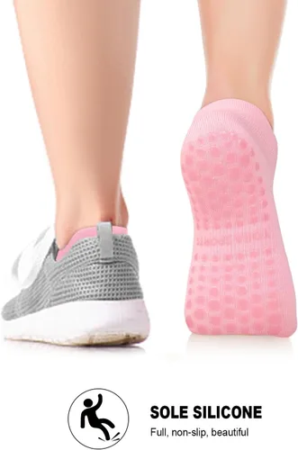 Miniatura 3 de 6 pares de calcetines de agarre de pilates para mujer, calcetines atléticos antideslizantes para yoga, barre, ballet, descalzo, entrenamiento