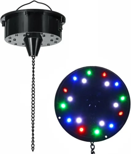 Miniatura 5 de Control de sonido, 18 luces LED, espejo giratorio de cristal, bola de reflejo de espejo colgante para discoteca DJ fiesta luz