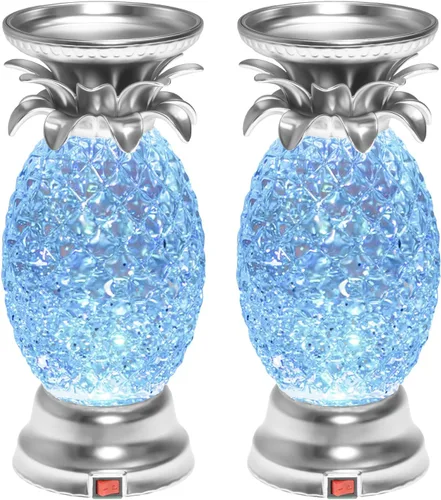 YAKii Lámpara LED de 9.5 pulgadas con forma de piña que cambia de color, lámpara de ondas de agua giratorias, apta para niños, funciona con