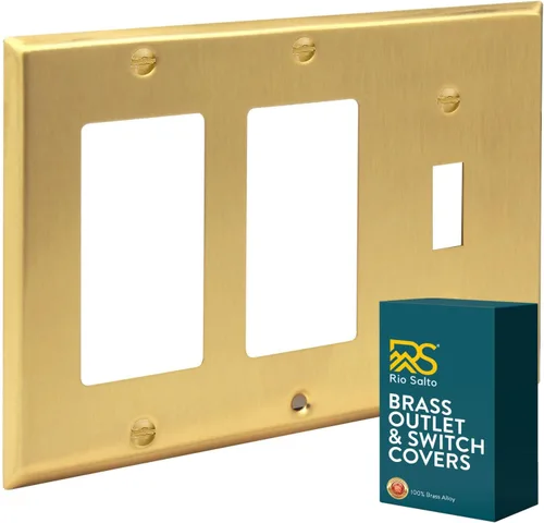 Miniatura 42 de Rio Salto BRASS - Cubierta de pared de metal dorado para toma de corriente o interruptor de luz, placa de pared resistente a la corrosión, cubierta