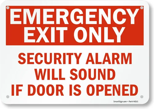 Miniatura 6 de SmartSign Paquete de 4 etiquetas adhesivas de 5 x 7 pulgadas con texto en inglés "Solo salida de emergencia, alarma de seguridad sonará si la puerta