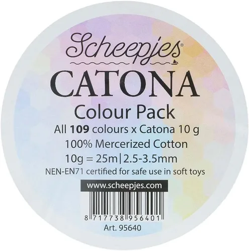 Miniatura 5 de Scheepjes Catona Color Pack, 109 Mini madejas (0.35 oz cada una) Surtido de algodón mercerizado