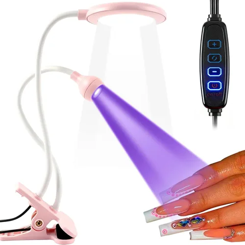 Miniatura 11 de TADOPRO - Lámpara de uñas de doble cabezal, luz de curado con flash UV, lámpara LED profesional de tecnología de uñas para uñas de gel, luz de Negro