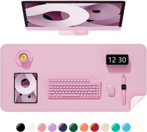 Miniatura 18 de Alfombrilla de escritorio, 60 x 35 cm, de piel sintética, antideslizante, alfombrilla grande para mouse para escritorio, impermeable, almohadilla