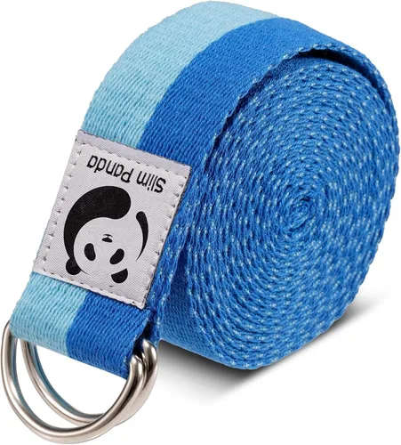 Correa de yoga Slim Panda para estiramiento, Correa de yoga de algodón con hebilla ajustable en forma de D, Correa de yoga no elástica para pilates,