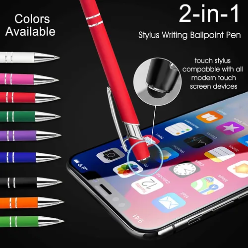 Miniatura 4 de Amlion Bolígrafos personalizados a granel, bolígrafos personalizados con lápiz capacitivo con nombre, mensaje y logotipo grabado, regalo para Rojo