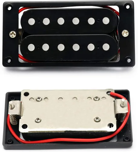 Miniatura 5 de Pastilla Humbucker de guitarra eléctrica con imán de cerámica de doble bobina, piezas de repuesto para cuello y puente, juego de 2 piezas