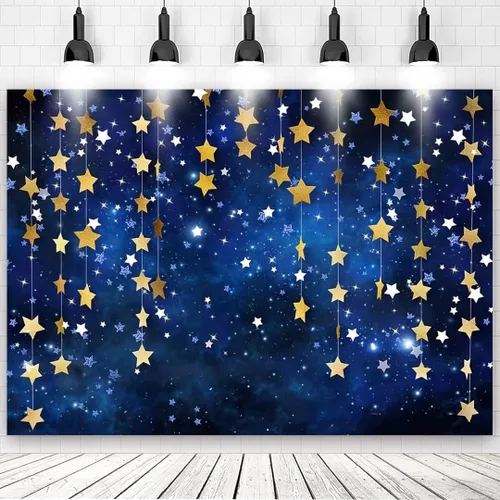 Miniatura 4 de Twinkle Twinkle Littler - Telones de fondo de estrellas pequeñas de galaxia, azul marino, cielo estrellado, purpurina dorada, fondo de fotografía