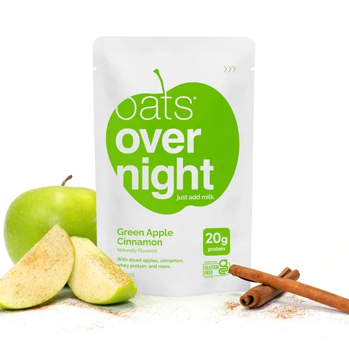 Miniatura 7 de Oats Overnight - Manzana verde canela - Batido alto en proteínas, bajo en azúcar para desayuno, sin gluten, alta fibra, avena sin OMG