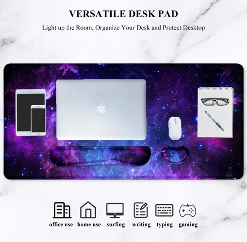 Miniatura 7 de LATEEFAH Alfombrilla de mouse con reposamuñecas, alfombrilla de escritorio + juego de reposamuñecas para teclado, almohadilla de escritorio para 4