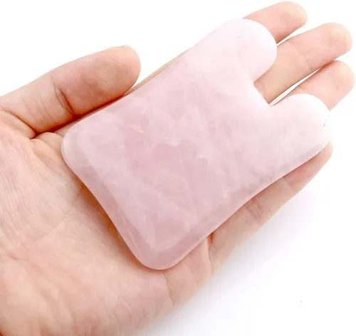Miniatura 3 de Gua Sha Herramienta facial - Herramientas de masaje de spa para hinchazón ocular, círculo oscuro y drenaje linfático - Tabla de cuarzo rosa