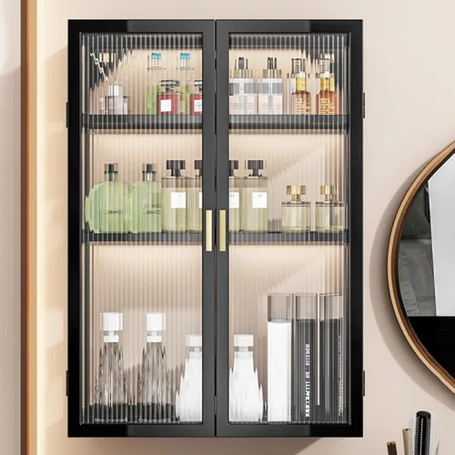 Miniatura 6 de Gdrasuya10 Organizador de armario colgante para montar en la pared, armario de cocina de metal con puertas acrílicas para comedor, cocina, baño