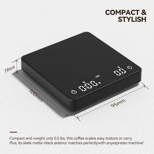 Miniatura 5 de Báscula de café recargable con sincronización automática, mini balanza de espresso con temporizador, escala de alta precisión de 4.4 lbs/0.00 oz