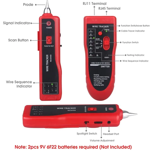 Miniatura 2 de Probador de cables de red, probador de cables multifunción RJ45 RJ11 para colación de cables, colación de mantenimiento de red, prueba de línea