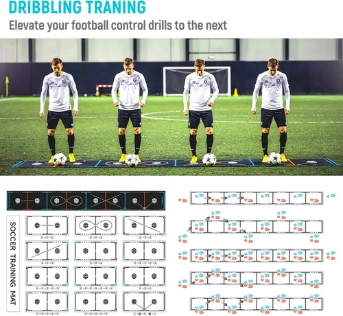 Miniatura 7 de Alfombrilla de entrenamiento de fútbol con escalera y conos integrados Entrenador de agilidad de juego de pies 4 en 1 para práctica