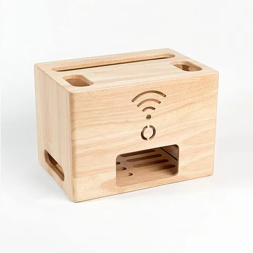 Miniatura 8 de Cable Organizer Box Wooden Power Cable Box Wireless Router Rack Home Office Power Strip Storage Box Double-Layer Cable Management Box, Hide