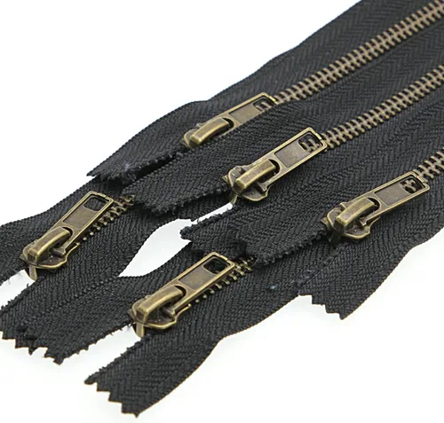 Leekayer 3# Cremalleras de metal negro 9 pulgadas cierre 9.1 in cremallera de latón para coser jeans artesanías bolsa bolsillo paquete de 6 unidades