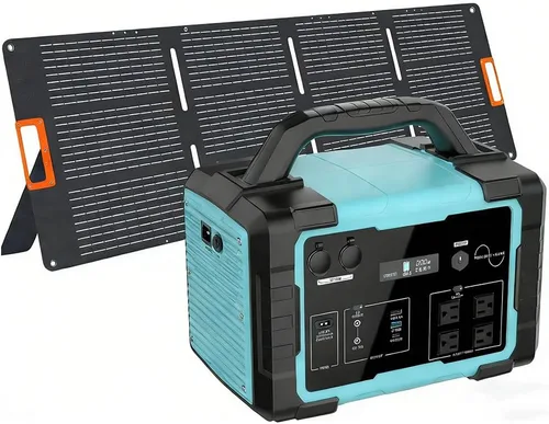Generador solar de 1800 W (sobretensión de 3600 W) con panel solar de 200 W, kit de estación de energía portátil LiFePO4 de 1024 Wh, carga rápida de