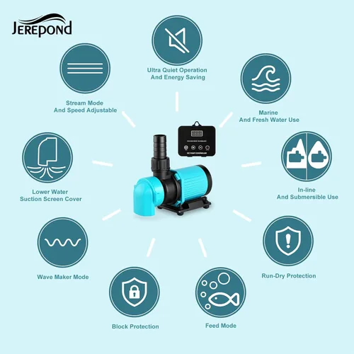 Miniatura 3 de Bomba de retorno para acuario de 660 GPH con controlador de pantalla LCD, bomba de acuario DC 24V 25W para acuario de agua salada y agua dulce