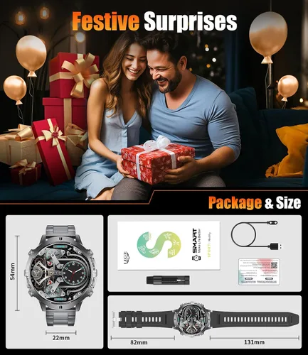 Miniatura 8 de Relojes inteligentes LIGE para hombres con batería de 900mAh (60+ horas de espera), pantalla AMOLED de 1.73" con Bluetooth, modo de llamada, más