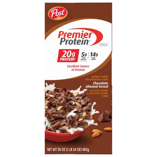 Miniatura 10 de Post Premier Protein Cereal de almendras de chocolate, cereal de desayuno rico en proteínas o aperitivo hecho con almendras reales, 30 onzas – 1