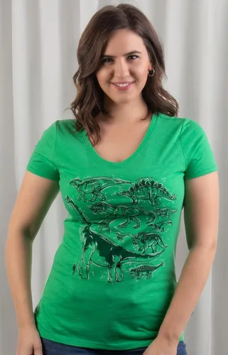 Miniatura 7 de Dinosaur Species Camiseta con cuello en V para fiesta de cumpleaños de Dino Mom para mujer