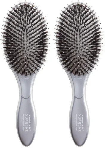 Miniatura 9 de Olivia Garden Cerámica + Ion Supreme Styler Cushion Paddle Brush - Jabalí e iónico para brillo, control del encrespamiento y cabello más suave Dorado