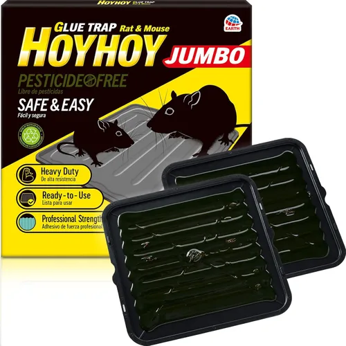 HOY HOY Trampa de pegamento para ratas y ratones de tamaño jumbo para interiores y exteriores, 2 trampas grandes [1 unidad] – Control de plagas