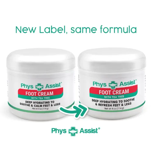 Miniatura 9 de PhysAssist Crema para pies con árbol de té – Crema hidratante profunda para pies y piernas para piel seca, cansada y sensible – Refrescante apoyo