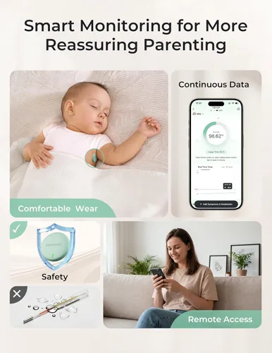 Miniatura 12 de Momcozy Termómetro digital portátil para bebé, termómetro inteligente preciso de grado médico, lecturas instantáneas, termómetro de monitoreo