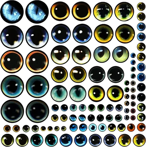 Miniatura 8 de Cabujón de cristal de ojos de tamaño mixto de 30/25/20/16/12/8/0.236 in para hacer muñecas de arcilla, esculturas, accesorios de manualidades