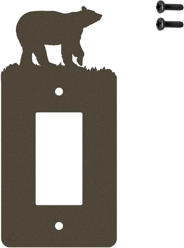 Miniatura 15 de Bear - Placa de pared para interruptor de luz de palanca doble (palanca doble, negro) - Fabricado en Estados Unidos