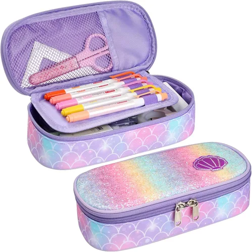 Miniatura 28 de Bagseri Pencil Case for Kids - Expandable Pencil Case for Boys Pencil Pouch Pencil Box Organizer Cute Pencil Bag for Student School, Black Football