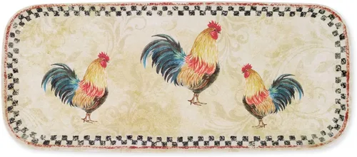 Miniatura 8 de UP ware Blue Rooster - Bandeja de melamina para servir, bandeja rectangular de 15 x 6.5 pulgadas, bandeja de alimentos sin BPA para entretenimiento