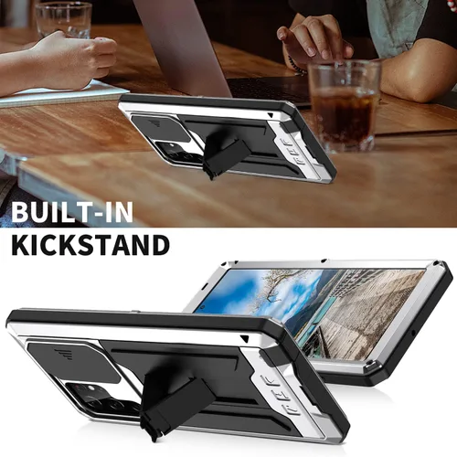 Miniatura 6 de MIYI - Funda protectora rígida para Samsung Galaxy S22 Ultra 5G, aluminio para exteriores, de metal Gorilla Glass a prueba de golpes, militar