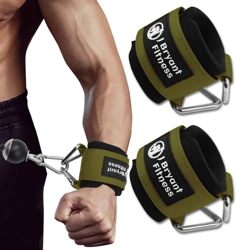 Miniatura 10 de J Bryant Muñequeras de fitness para máquinas de cable, correas de muñeca ajustables resistentes con acolchado de neopreno de 0.276 in para Negro