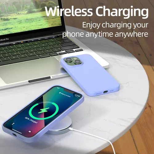 Miniatura 2 de Funda para iPhone 13, funda de silicona líquida, protección de cuerpo completo de grado militar, forro de microfibra resistente a los arañazos