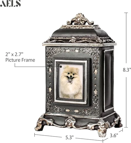 Miniatura 2 de AELS Urna de mascotas caja de memoria para recuerdos con ranura para fotos, urnas conmemorativas para perros para cenizas, urnas de cremación