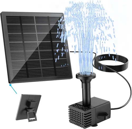 Miniatura 13 de Jutai Fuentes de baño eléctricas para pájaros que funcionan las 24 horas, bomba de fuente de agua silenciosa ajustable con luces LED para jardín