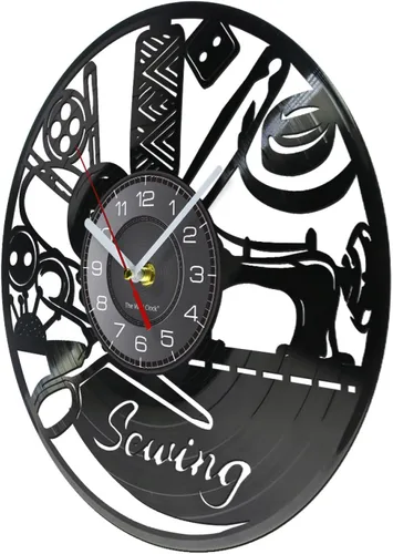 Miniatura 2 de Reloj de pared de 12 pulgadas, costurera, decoración de habitación de coser, máquina de coser, reloj de pared contemporáneo, herramientas