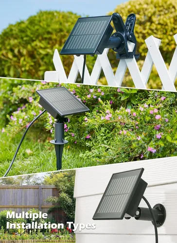 Miniatura 4 de Brightown Guirnalda de luces solares de 37 pies para exteriores, impermeable, con control remoto, 10+1 bombillas LED inastillables, regulables
