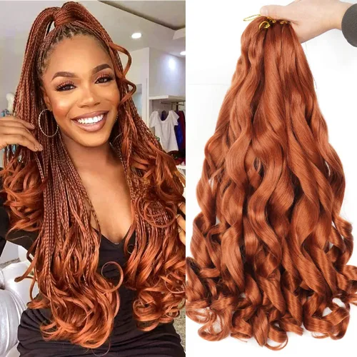 Miniatura 22 de WIPPORYA Cabello Rizado Francés para Trenzar de 24 Pulgadas, 6 Paquetes de Cabello Ondulado Suelto Elástico para Crochet Pre-Estirado 3.53