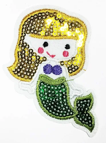Miniatura 4 de MEGADEE - Chaqueta con capucha bordada para niños, diseño de sirena, diseño de verano, 1.75 x 2.25 pulgadas, ideal para regalo